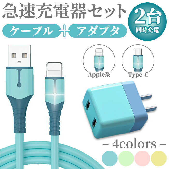[6H 한정 8 % off + P2 배] 급속 충전기 & 케이블 세트 USB 충전 어댑터 2.4A 2 입 AC 어댑터 Type-C 실리콘 케이블 AC 플러그 5V2A 세계 공통 어댑터 데이터 전송 빠른 충전 android ipad ipod iphone 콘센트