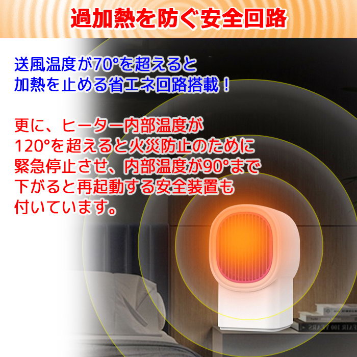 小型ファンヒーター ABS グレー ホワイト 1秒で速熱 すぐつく 静音 コンパクト 防熱素材 自動断熱 省エネ 安全装置付き スッキリ 小さい トイレの足元 卓上 机の下 寝室 可過熱を防ぐ 送料無料 JK