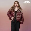 送料無料 ELFSACK ダウンジャケット レディース エルフサック ギャル Y2K ブランド レッド ダウン90% 千鳥柄 ショート丈 リバーシブル 秋 冬 きれいめ おしゃれ 可愛い 韓国 ファッション 個性的 派手(4)
