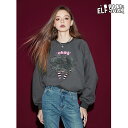 送料無料 ELFSACK レディース トレーナー スウェット プルオーバー パーカー エルフサック ギャル Y2K ブランド モンスター プリント 長袖 丸首 冬 春 きれいめ おしゃれ 大きいサイズ 韓国 ファッション 個性的 派手