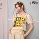 送料無料 ELFSACK カーディガン レディース エルフサック ギャル Y2K ブランド スクエアネック シフォン 切り替え 花柄 春 夏 きれいめ おしゃれ 可愛い カジュアル 体型カバー 30代 40代 57代 uvカット韓国 ファッション 個性的 派手(4)