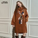 送料無料 ELFSACK ワンピース シャツワンピース フード付き 兎 低身長 レディース エルフサック ギャル Y2K ブランド 秋 冬 きれいめ おしゃれ 可愛い カジュアル 体型カバー 30代 40代 50代 uvカット韓国 ファッション 個性的 派手