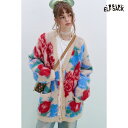 送料無料 ELFSACK カーディガン トップス 金魚 Vネック ゆったり レディース エルフサック ギャル Y2K ブランド 秋 冬 きれいめ おしゃれ 可愛い カジュアル 体型カバー 30代 40代 90代 uvカット 韓国 ファッション 個性的 派手(4)