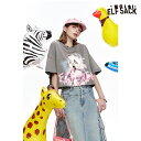 送料無料 ELFSACK Tシャツ トップス パンダ 半袖 丸首 レディース エルフサック ストリート Y2K ブランド 春 夏 おしゃれ 可愛い カジュアル 体型カバー 30代 40代 50代 韓国 ファッション 個性的 派手(4)