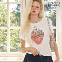 送料無料 ELFSACK Tシャツ トップス 苺柄 半袖 丸首 スリム レディース エルフサック ストリート Y2K ブランド 春 夏 おしゃれ 可愛い カジュアル 体型カバー 30代 40代 50代 韓国 ファッション 個性的 派手