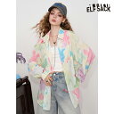 送料無料 ELFSACK トップス シャツ オリジナル ウサギ プリント カラフル レディース エルフサック ストリート Y2K ブランド 春 夏 おしゃれ 可愛い カジュアル 体型カバー 韓国 ファッション 個性的 派手