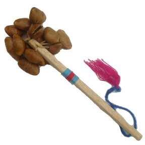 フォルクローレ楽器　ペルー　アンデス　民族楽器　チャクチャス チャフチャス　木の実 棒付き