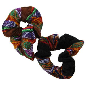 シュシュ　髪留め MA2-34 ペルー 民族織物 伝統織物　アンデス チチカカ湖 マンタ素材 3色3個セット フォルクローレ衣装