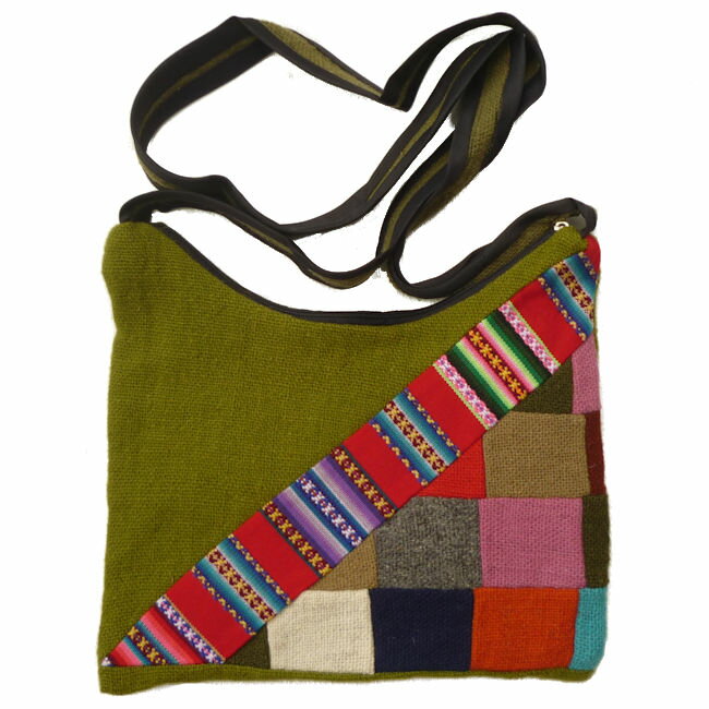アンデス ペルー 民族織物　AB-037-33 パッチワーク 伝統織物 クスコ　インカ　ショルダーバッグ フォルクローレ衣装 フォルクローレ音楽