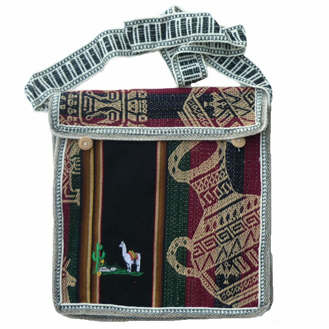 ペルー 民族織物 AB-003-16 マンタ アンデス ナスカ ショルダーバッグ クスコ 可愛い リャマ アルパカ フォルクローレ音楽 フォルクローレ衣装(4)