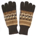アルパカ100％手袋　手編み　高品質 ソフト　暖かい　可愛い　アンデス　幾何学柄 ALA-061　こげ茶 その1