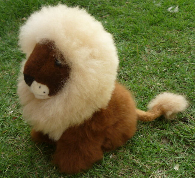 ぬいぐるみ　RA-20 ベビーアルパカ100％毛皮　可愛いソフト　アンデス ペルー 　ライオン