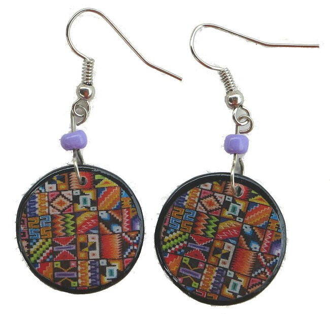 ペルー アンデス インカ セラミカ 陶器 ピアス 丸型 PI-036-08 綺麗 可愛い フォルクローレ音楽 フォルクローレ衣装(4.0)