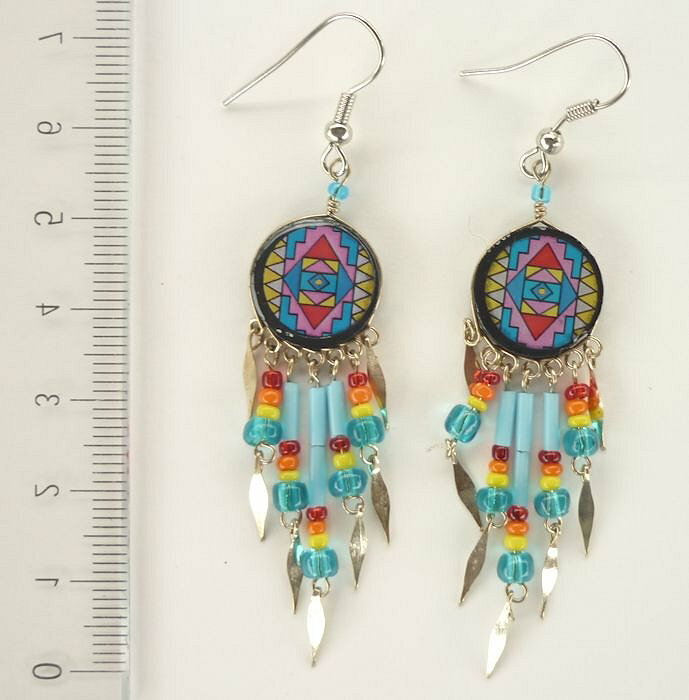 ペルー アンデス PI-011-01 クスコ 陶器 ビーズ ピアス インカ柄 民族衣装 フォルクローレ衣装 フォルクローレ音楽 綺麗