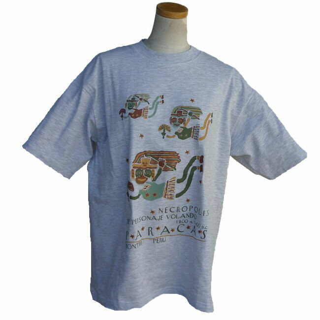Rakuten - 送料無料 Tシャツ TC-GR-10 グレー 高品質 民族柄 伝統柄 ペルー ナスカ地上絵 アンデス インカ アウトレット 安価