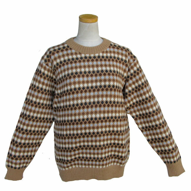 Knit Sweater - アルパカ100％ セーター ALC-029-2 男性 アンデス ペルー ソフト 高品質 水玉柄 インカ フォルクローレ