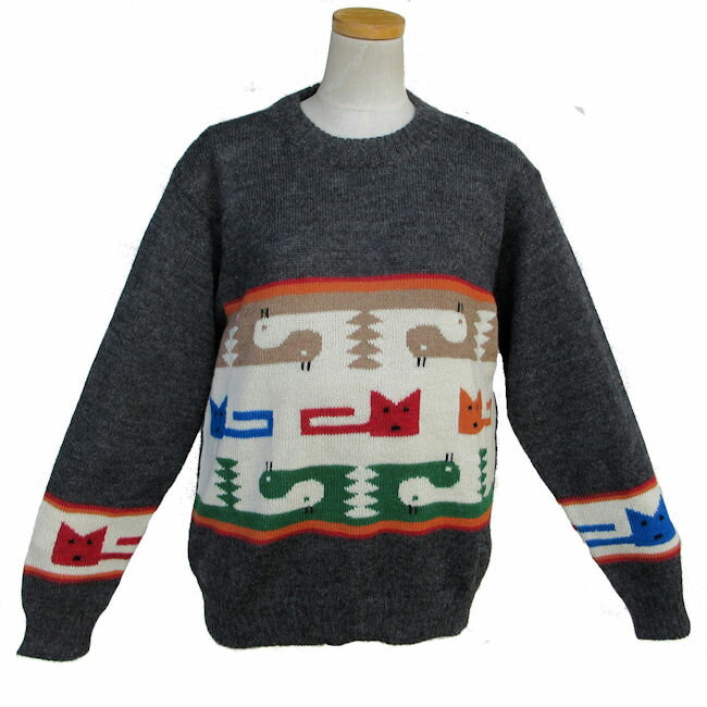 アルパカ100％ 丸首ネック ALC-083 セーター ペルー 男性 ソフト 暖かい インカ アンデス フォルクローレ