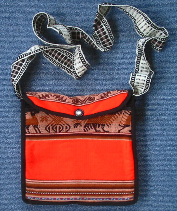 アンデス ペルー 民族織物 AB-004-07 ショルダーバッグ 四角 中型 リャマ アルパカ インカ フォルクローレ音楽 クスコ 綺麗 可愛い