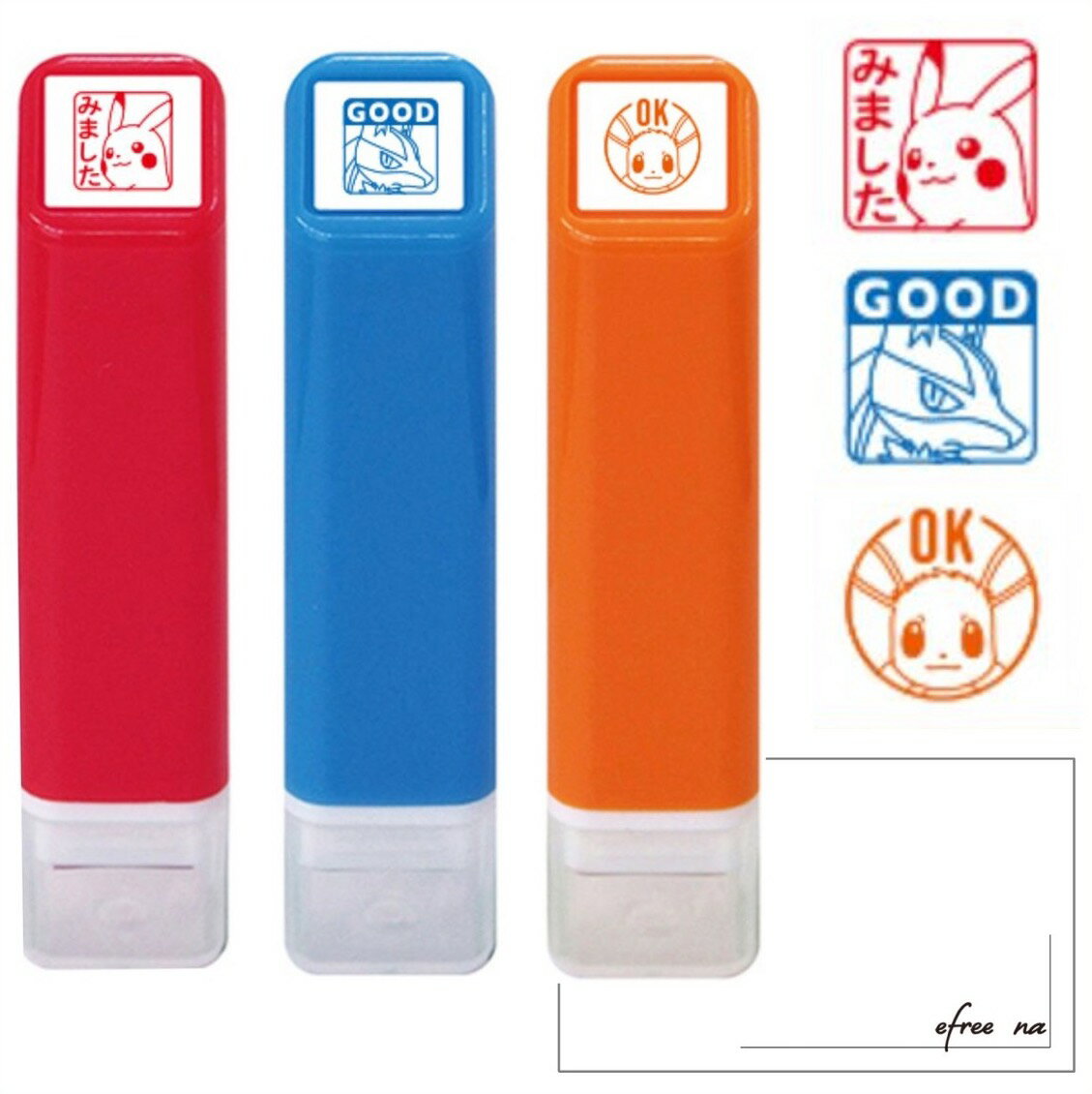 【お得な3種セット】 こどものかお スタンプ 浸透印 スケジュール浸透印 セット ポケモン #1 みました GOOD OK ピカチュウ ルカリオ イーブイ +試し押し用イフリナオリジナルカード付き