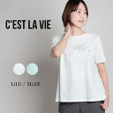 【2025春夏新作】セラビ C'EST LA VIE フラワーラメ レディース 半袖 トップス プルオーバー Tシャツ デザインTシャツ プリント プリントT ...