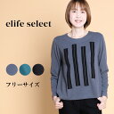 elife select イーライフセレクト 幾何学柄プルオーバー レディース 長袖 トップス プルオーバー カットソー チュニック 幾何学柄 プリント ワンポ...