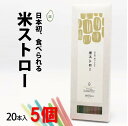 【5箱セット】米ストロー20本入 日本初!食べられるストロー 完全植物由来 SDGs 脱プラ ゴミ削減 飲食店 カフェ アウトドア カラフル 老若男女 映え