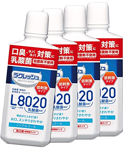 ジェクス ラクレッシュ L8020 乳酸菌 マウスウォッシュ (マイルド) リキッド 450ml アップルミント風味×4個