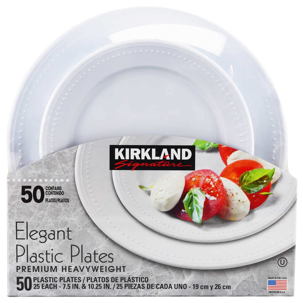 KIRKLAND(カークランド) エレガント プラスティック プレーツ 50枚セット(19cm×25枚、26cm×25枚)