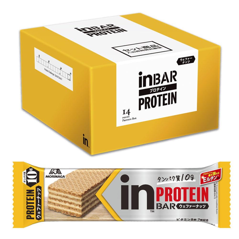 inバー プロテイン ナッツ (14本入×1箱) プロテインバー 復活 再発売 ナッツペースト ウェファー ウエハース 高タンパク10g プロテインの働き強めるEルチン配合 森永製菓