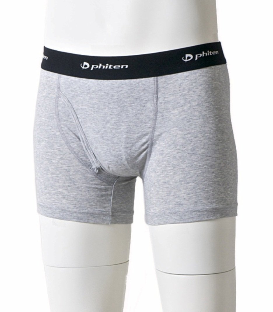 ファイテン(phiten) MENS UNDERGEAR ボクサーブリーフ グレー杢 M 1311JF951104