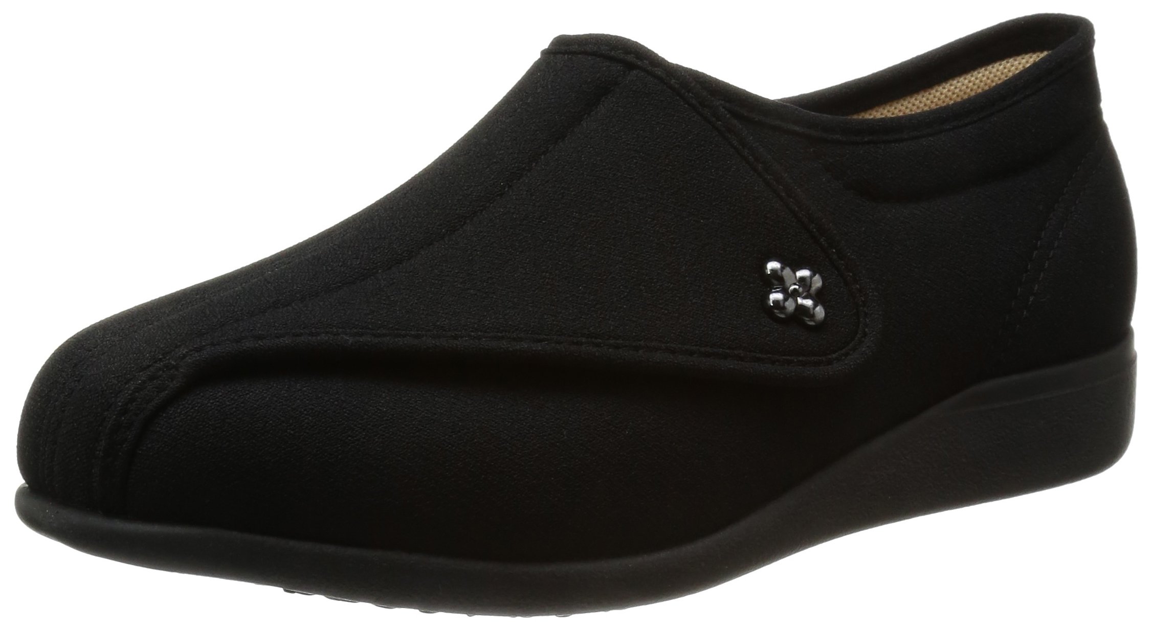 [快歩主義] 介護シューズ 軽量 転倒予防 リハビリ 幅広3E KHS L011 レディース ブラックストレッチ 24.0 cm 3E