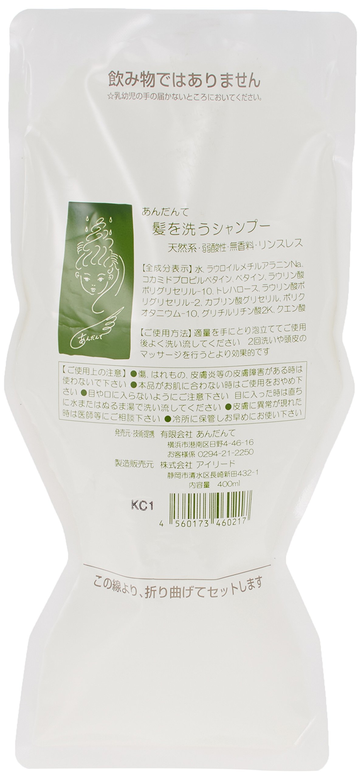あんだんて 髪を洗うシャンプー 400ml パウチ