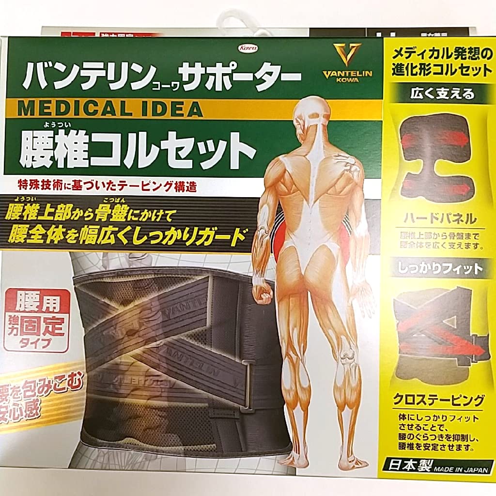 バンテリンサポーター 腰椎コルセット ゆったり大きめ/LLサイズ(へそ周り 95-115cm) ブラック 腰のぐらつき抑制のサムネイル