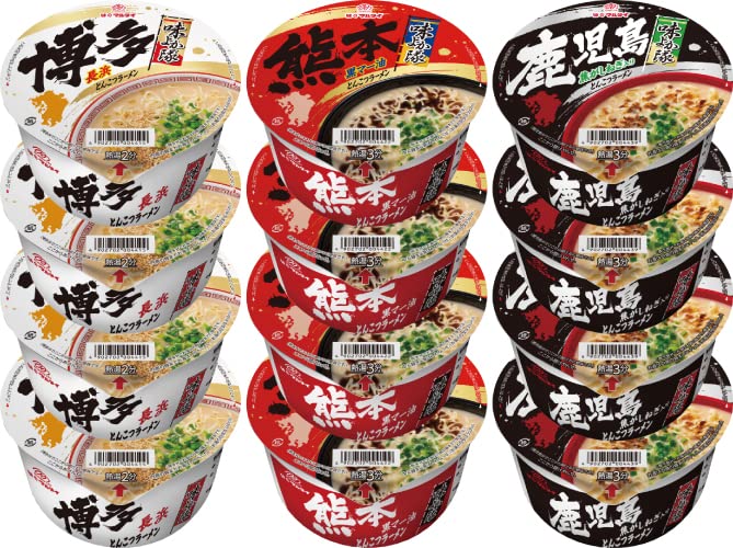 マルタイ 味よか隊 カップラーメン セット (とんこつラーメン博多、とんこつラーメン熊本、とんこつラーメン鹿児島)各4個、計12個のサムネイル
