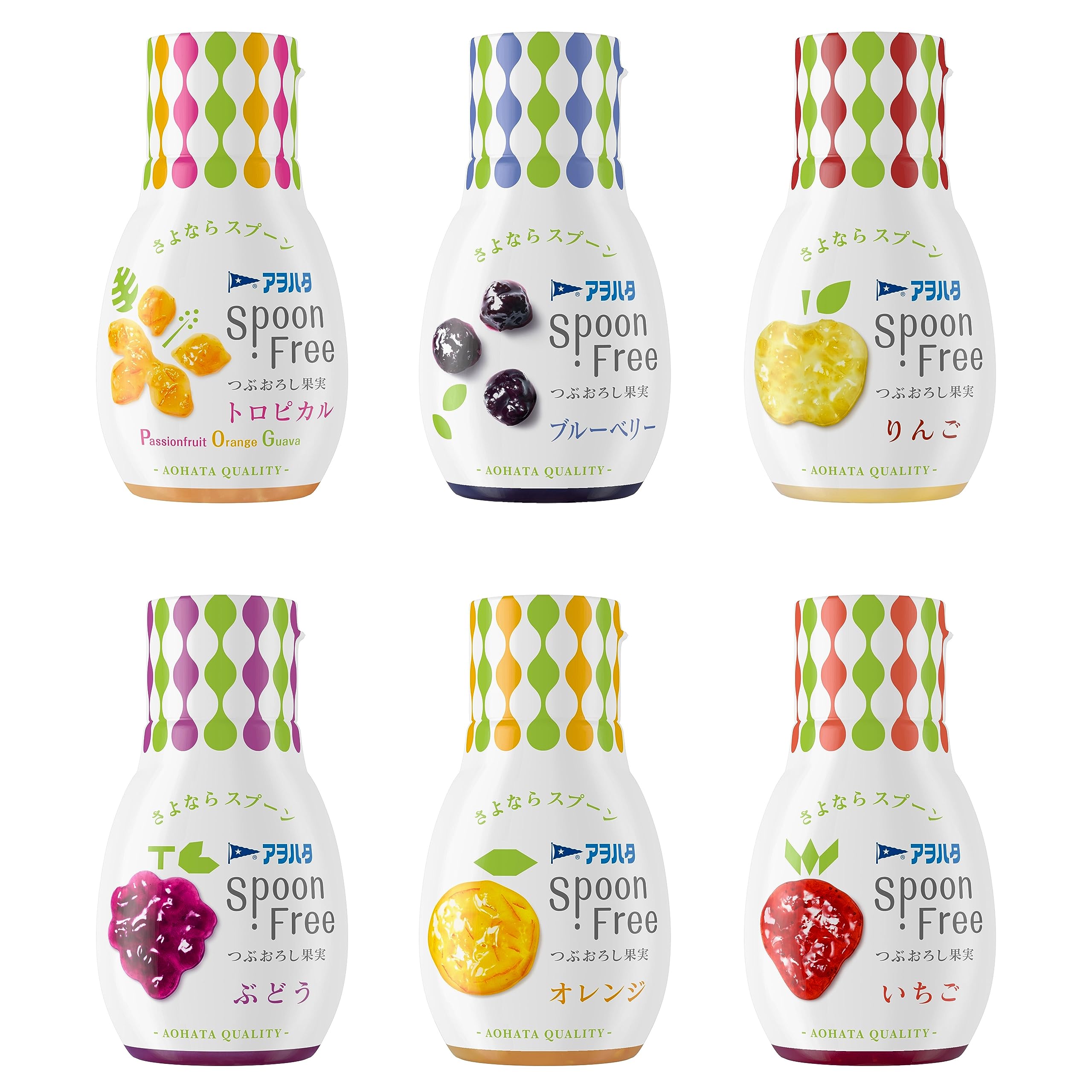 アヲハタ Spoon Free 全6本 アソート セット(いちご オレンジ ブルーベリー トロピカル りんご ぶどう)お試し全種セット スプーン フリー セット買いのサムネイル
