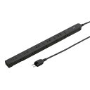 サンワサプライ(Sanwa Supply) 電源タップ 11個口・2P・2m スリム・180°屈曲コード・強力ネオマグネット・ほこりシャッター・固定用フック搭載 ブラック TAP-SLIM11-2BK