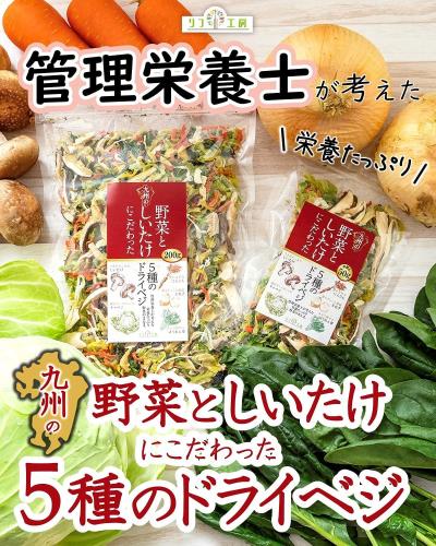 管理栄養士監修 国産 乾燥野菜 九州の野菜としいたけにこだわった 5種のドライベジ 50g×2個セット（計100g）原木しいたけ キャベツ 人参 ほうれん草 玉ねぎ 保存食 ・