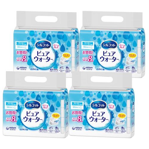 シルコット ピュアウォーター ウェットティッシュ 純水99％ ノンアルコールタイプ 詰替 1856枚（58枚×8..