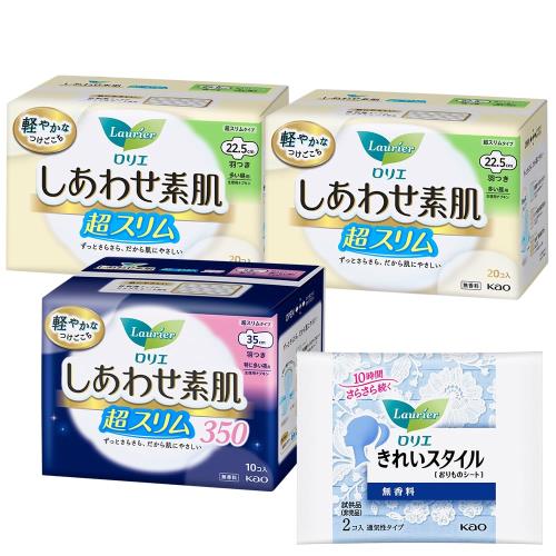 ロリエ しあわせ素肌 超スリム 多い昼用 羽つき22.5cm 20コ入 ×2セット+ロリエ 超スリム 特に多い夜用..