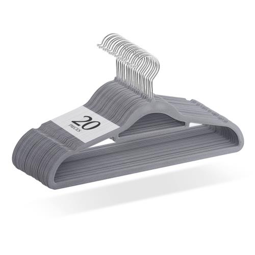 チチロバ(TITIROBA) ハンガー すべらない かたくずれ防止 ベルベット製 20本組 グレー 22AB033
