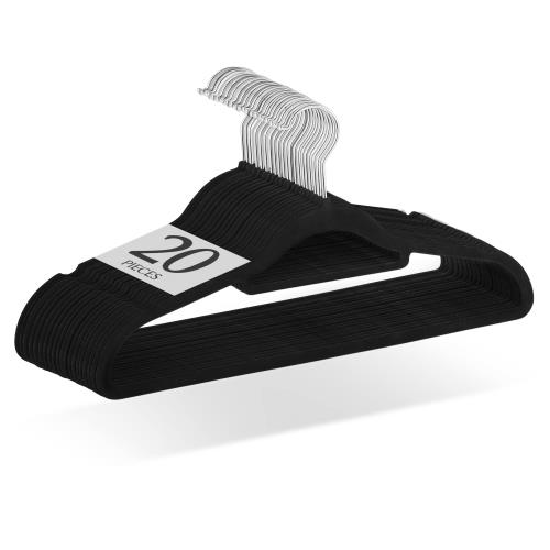 チチロバ(TITIROBA) ハンガー すべらない かたくずれ防止 ベルベット製 20本組 ブラック 22AB041