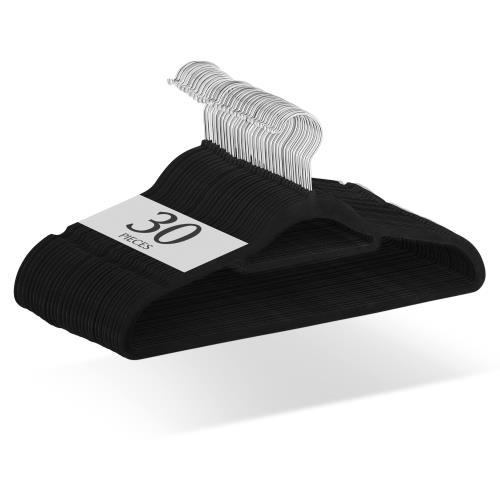チチロバ(TITIROBA) ハンガー すべらない かたくずれ防止 ベルベット製 30本組 ブラック 22AB042