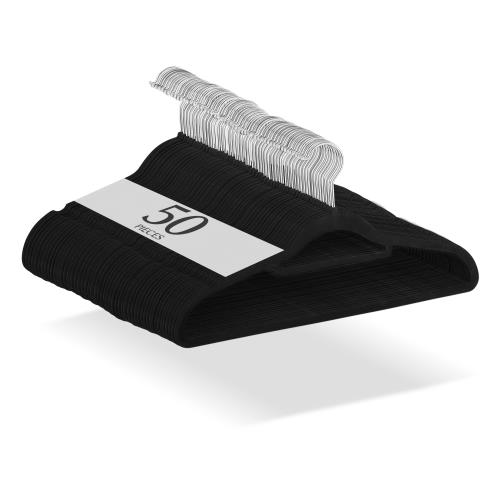 チチロバ(TITIROBA) ハンガー すべらない かたくずれ防止 ベルベット製 50本組 ブラック 22AB043