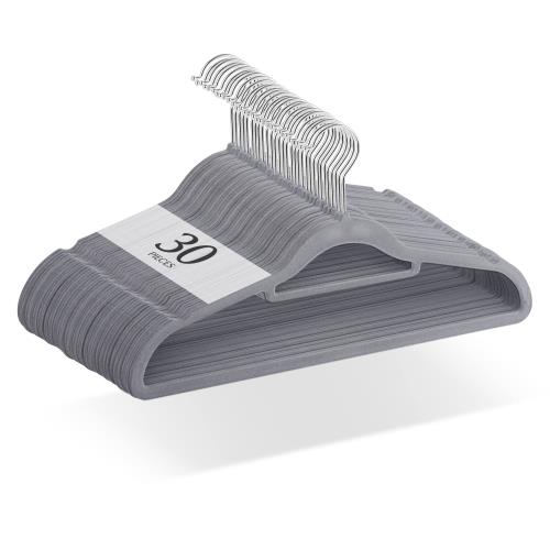 チチロバ(TITIROBA) ハンガー すべらない かたくずれ防止 ベルベット製 30本組 グレー 22AB034