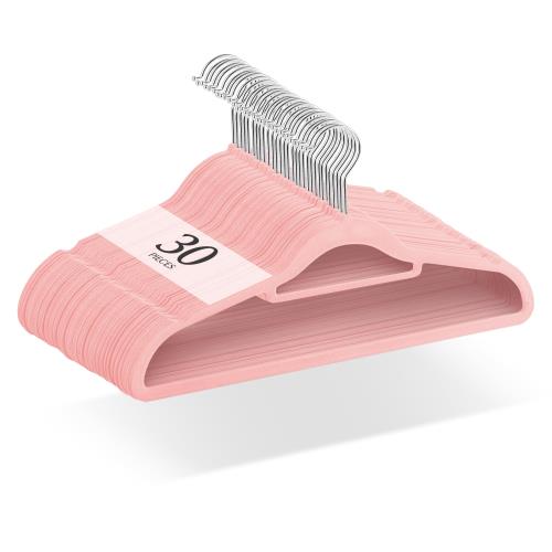 チチロバ(TITIROBA) ハンガー すべらない かたくずれ防止 ベルベット製 30本組 ピンク 23AB247
