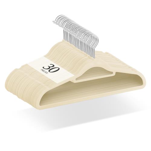 チチロバ(TITIROBA) ハンガー すべらない かたくずれ防止 ベルベット製 30本組 ベージュ 23AB244