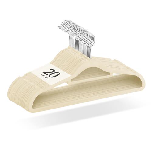 チチロバ(TITIROBA) ハンガー すべらない かたくずれ防止 ベルベット製 20本組 ベージュ 23AB243