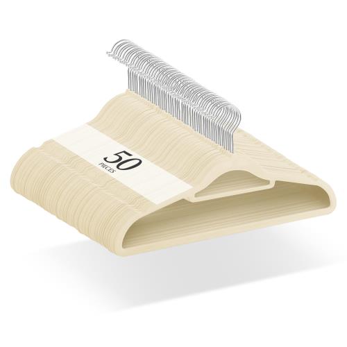 チチロバ(TITIROBA) ハンガー すべらない かたくずれ防止 ベルベット製 50本組 ベージュ 23AB245