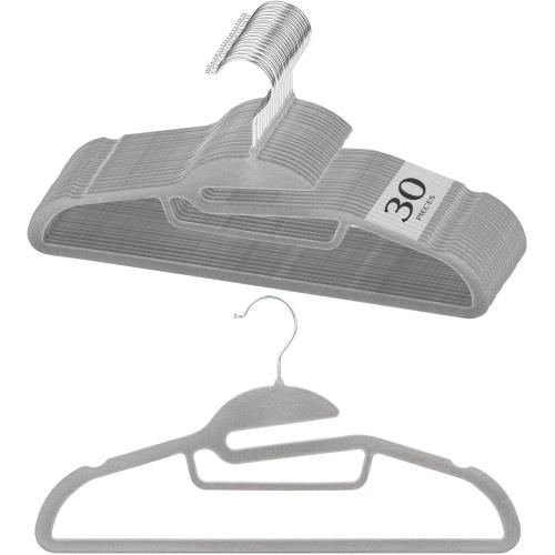 チチロバ(TITIROBA) ハンガー すべらない かたくずれ防止 襟が伸びない 伸び防止 ベルベット製 30本組 グレー 23AB205
