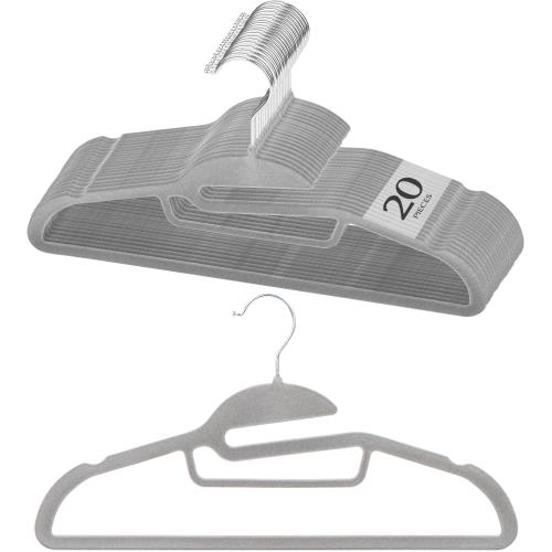 チチロバ(TITIROBA) ハンガー すべらない かたくずれ防止 襟が伸びない 伸び防止 ベルベット製 20本組 グレー 23AB204